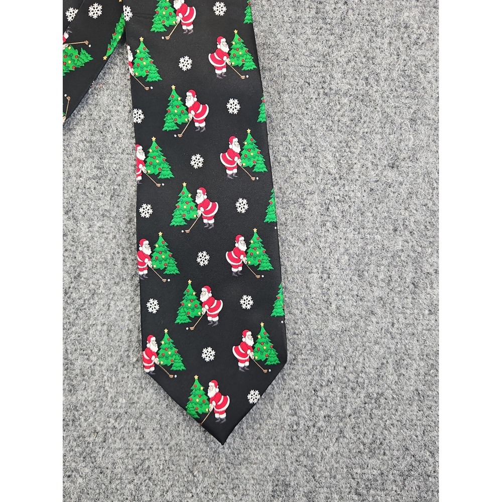 HALLMARK HOLIDAY TRADITION MENS 3.75 X 58 Music Santa Golf Black Neck Tie 1815